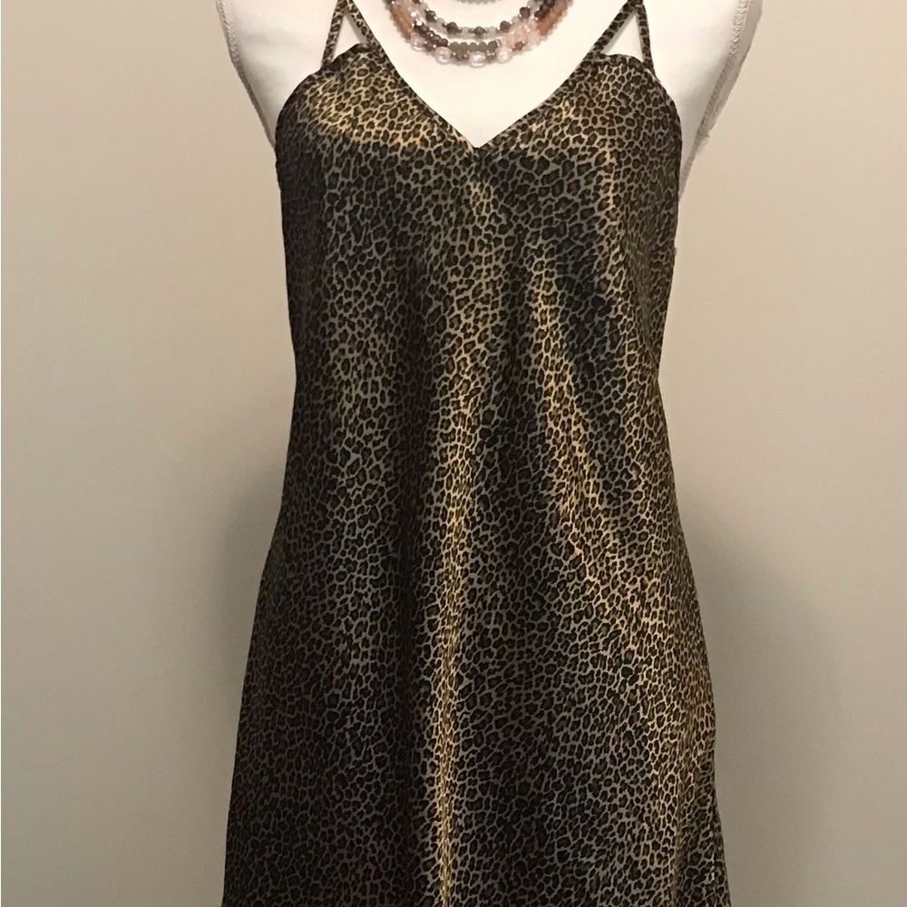 Leopard Print Satin slip with Spaghetti Straps like new